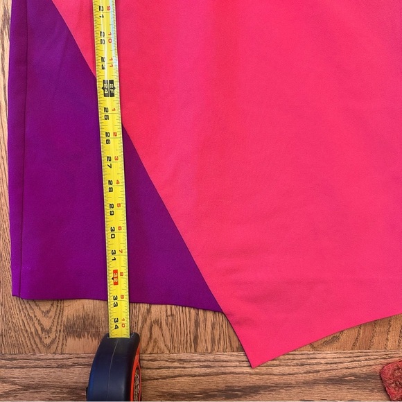 Nicole Miller Collection Colorblock Asymmetric Dress Pink Purple Mini Sz 2 - Picture 12 of 12
